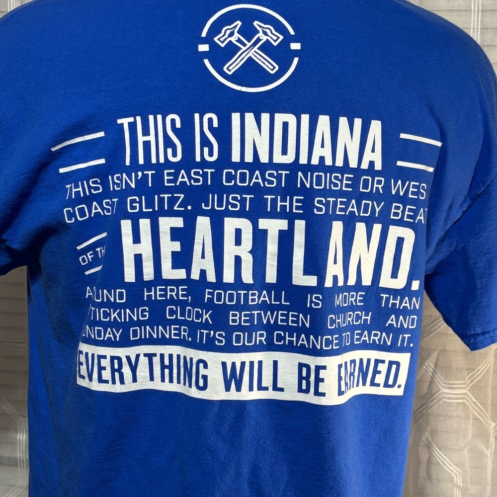 Indianapolis Colts XL Men’s Tee Horse Shoe on front This is Indiana on back 29”L - Picture 4 of 6